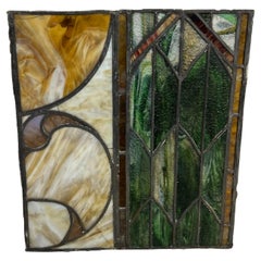 1980s Elegantly Colored Stained-Glass Window Panel Handcrafted Vintage