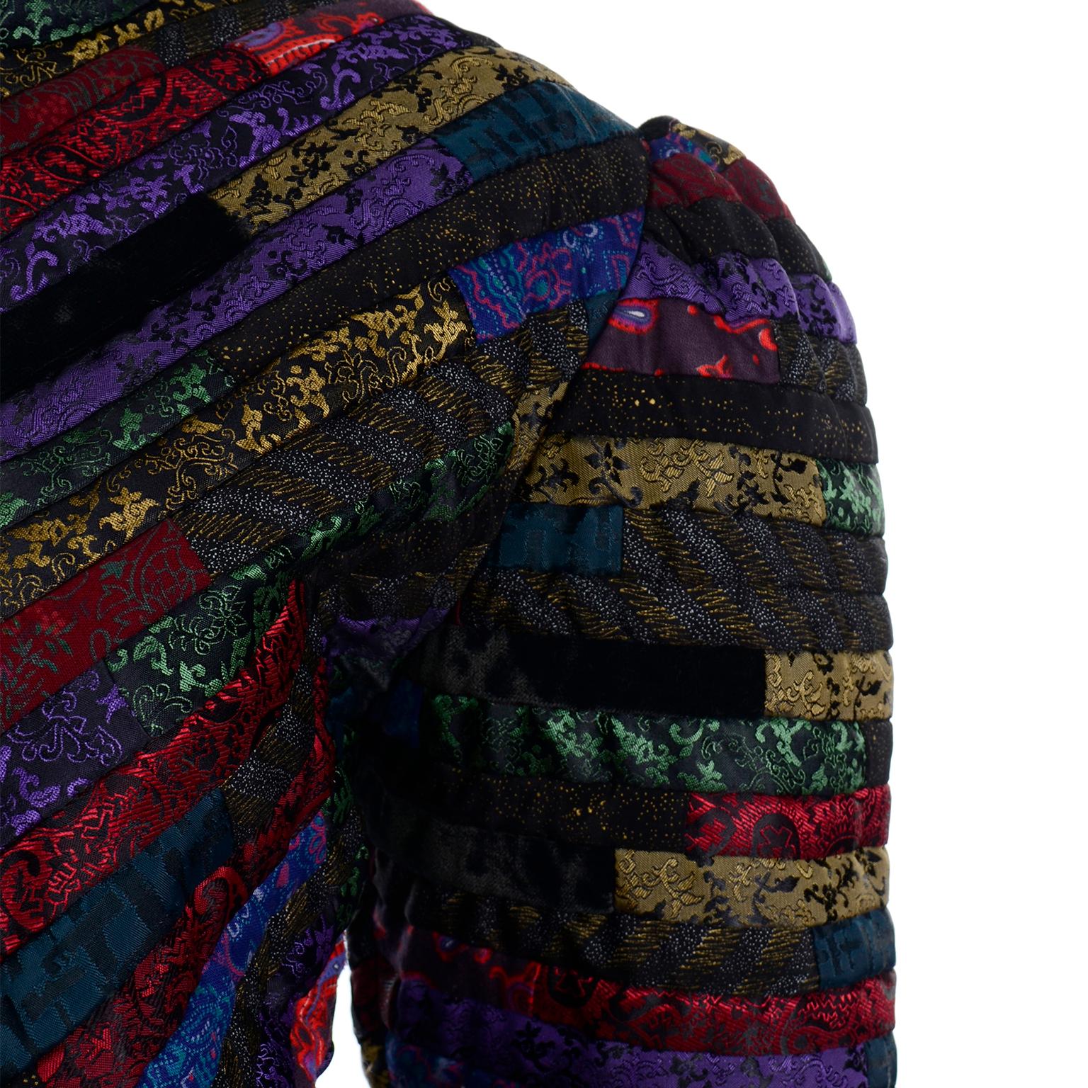 Women's 1980s Elena Pelevina Colorful Handcrafted Russian Folk Art Quilted Jacket For Sale