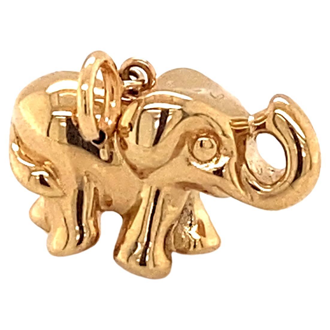 1980s Elephant Charm in 14 Karat Yellow Gold