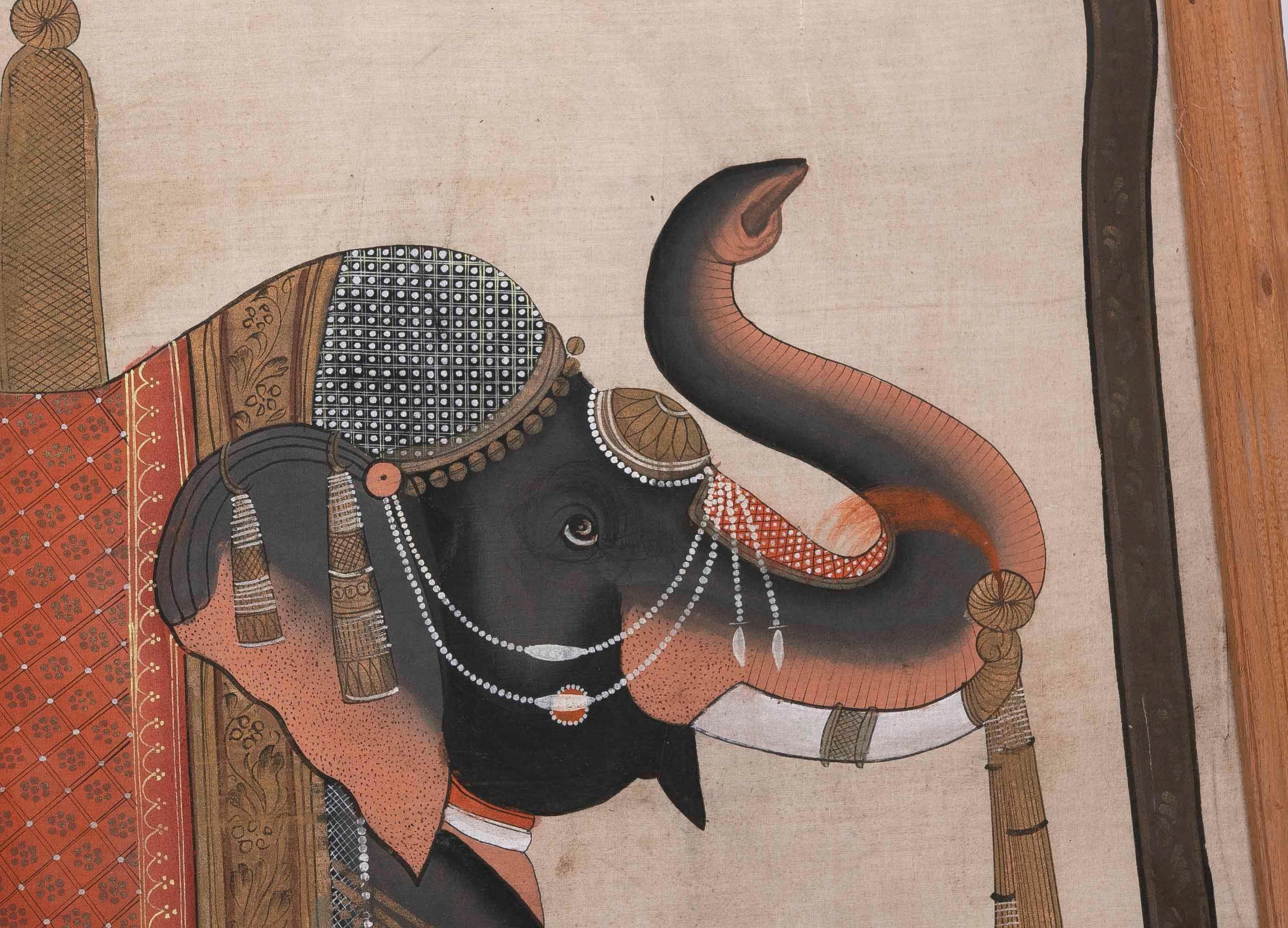 Indian 1980s Elephant Painting on Canvas Design by Jaime Parlade  For Sale