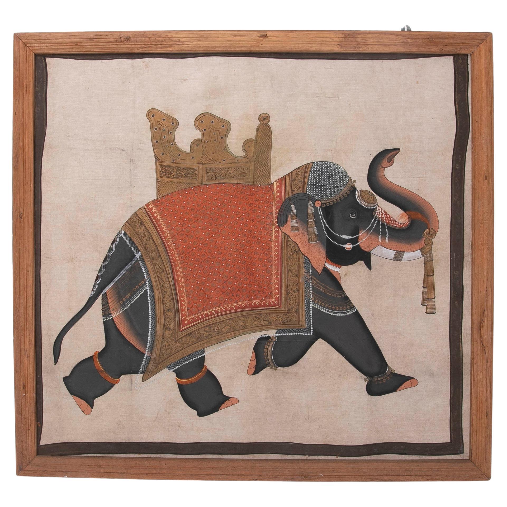 1980s Elephant Painting on Canvas Design by Jaime Parlade  For Sale
