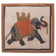 Vintage 1980s Elephant Painting on Canvas Design by Jaime Parlade 