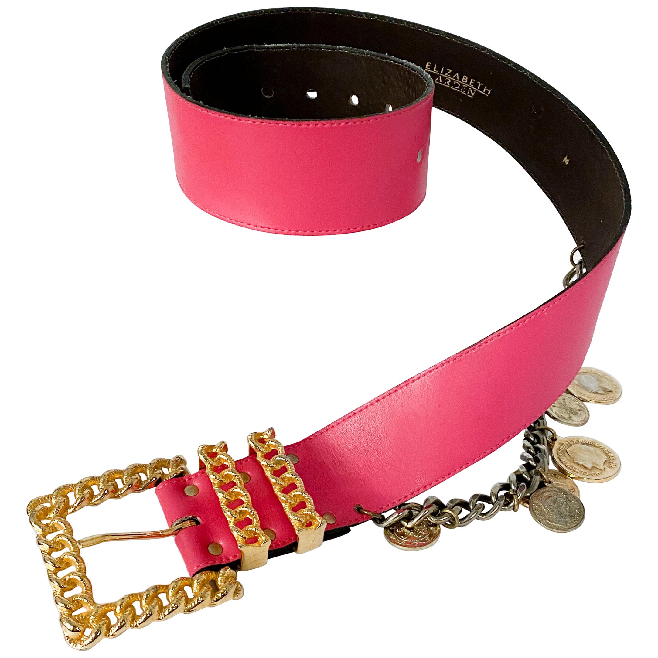 1980s Elizabeth Arden Leather Coin Belt For Sale