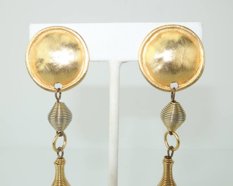 1980's Ellen Designs Pearly Gold Tone Drop Dangle Earrings at 1stDibs ...