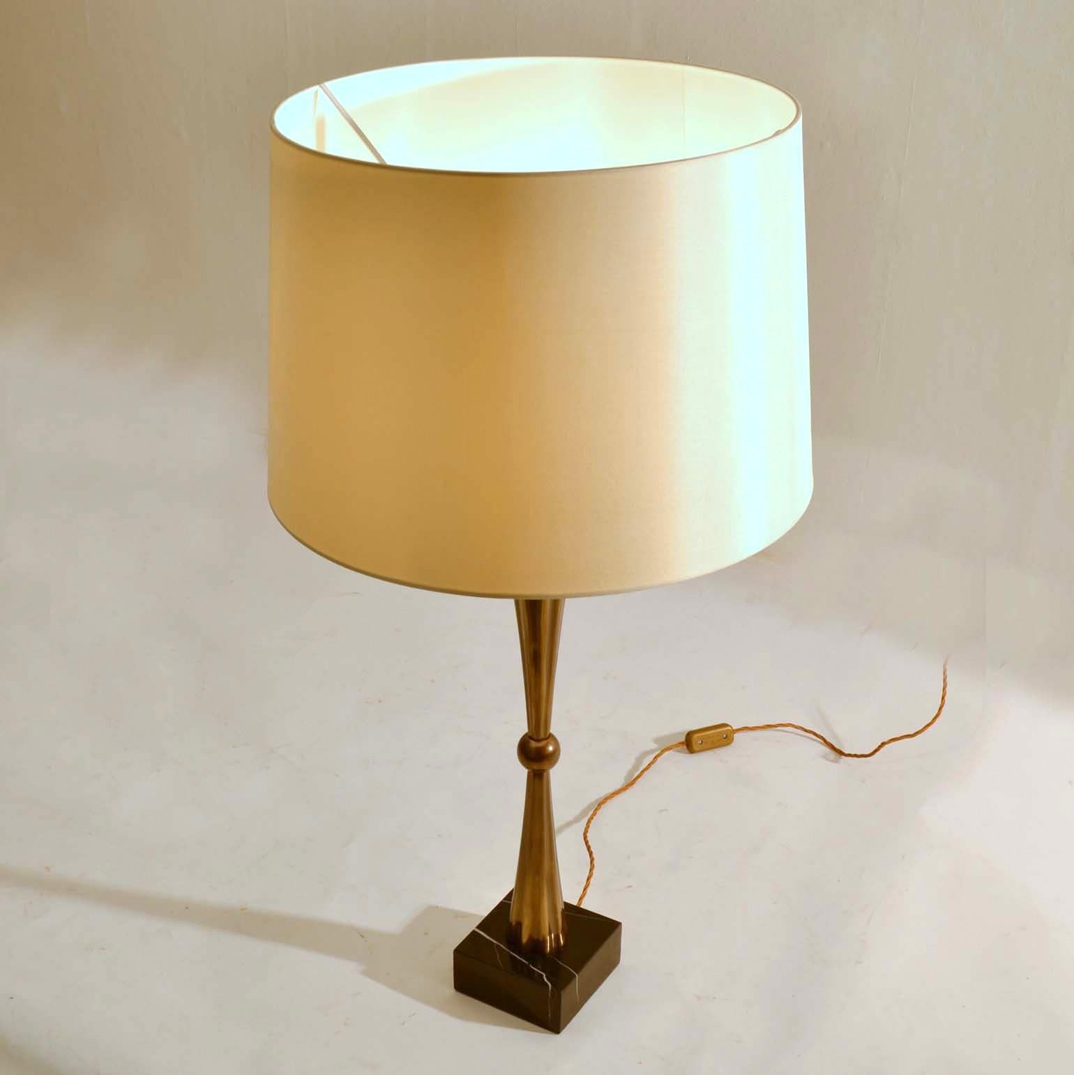 French Table Lamps in Bronze / Brass on Marble Black Bases 4