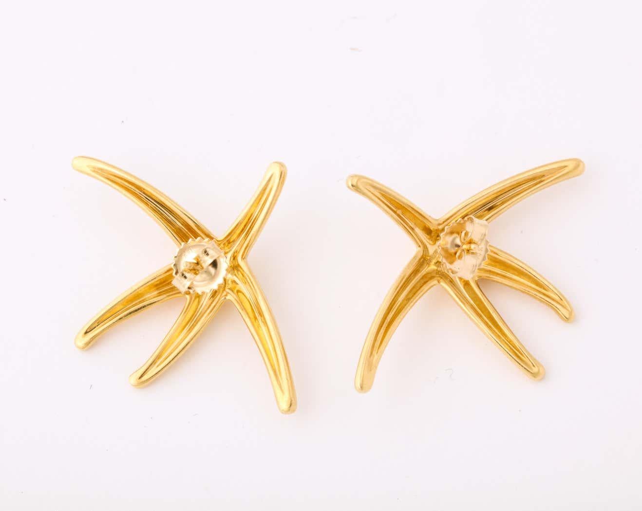 1980er Jahre Elsa Peretti für Tiffany & Co. Gold Seestern Halskette und Ohrringe 6