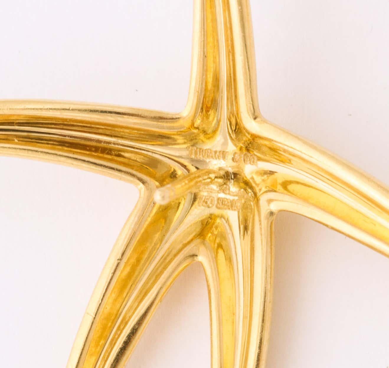 1980er Jahre Elsa Peretti für Tiffany & Co. Gold Seestern Halskette und Ohrringe 7