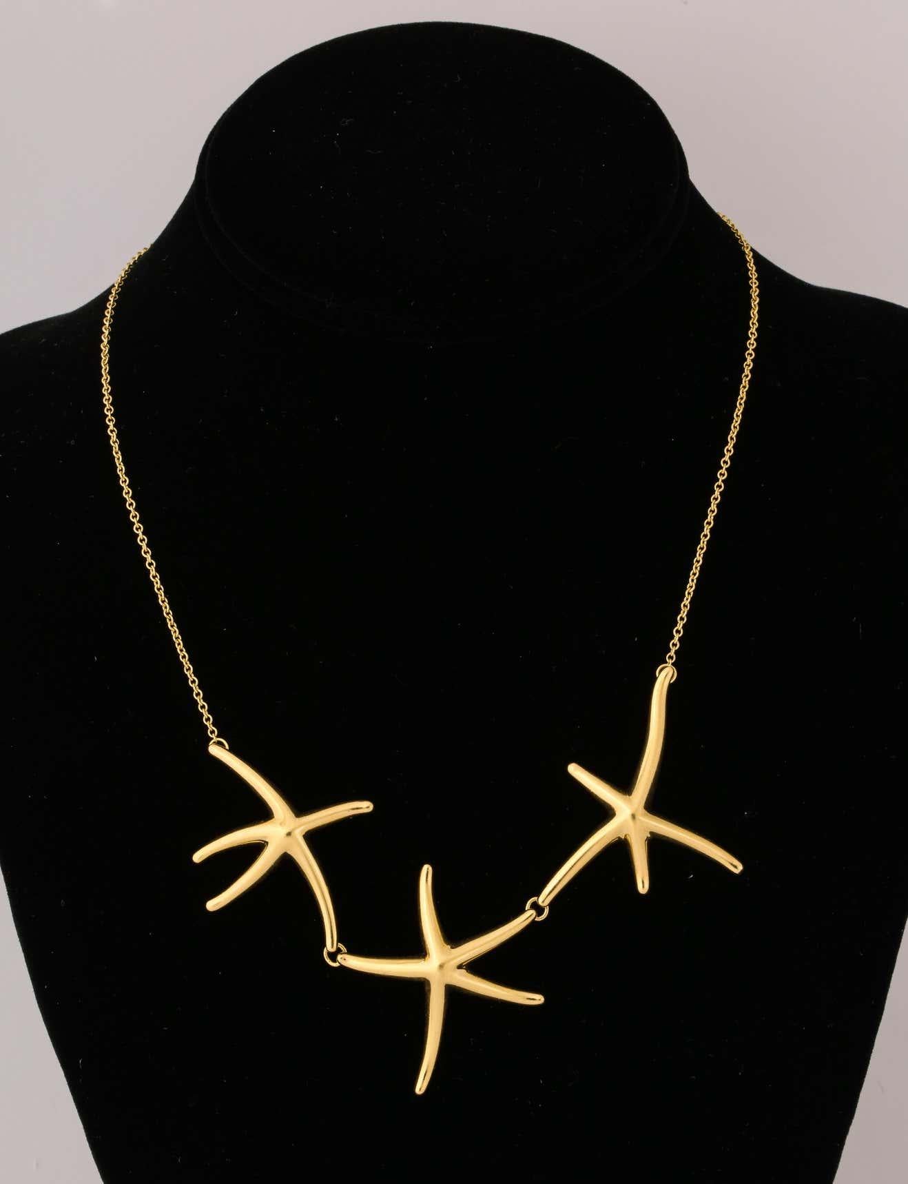 1980er Jahre Elsa Peretti für Tiffany & Co. Gold Seestern Halskette und Ohrringe 8
