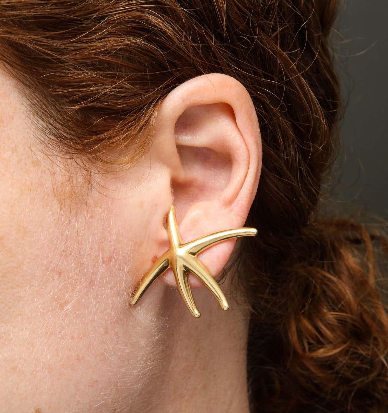 1980er Jahre Elsa Peretti für Tiffany & Co. Gold Seestern Halskette und Ohrringe 10