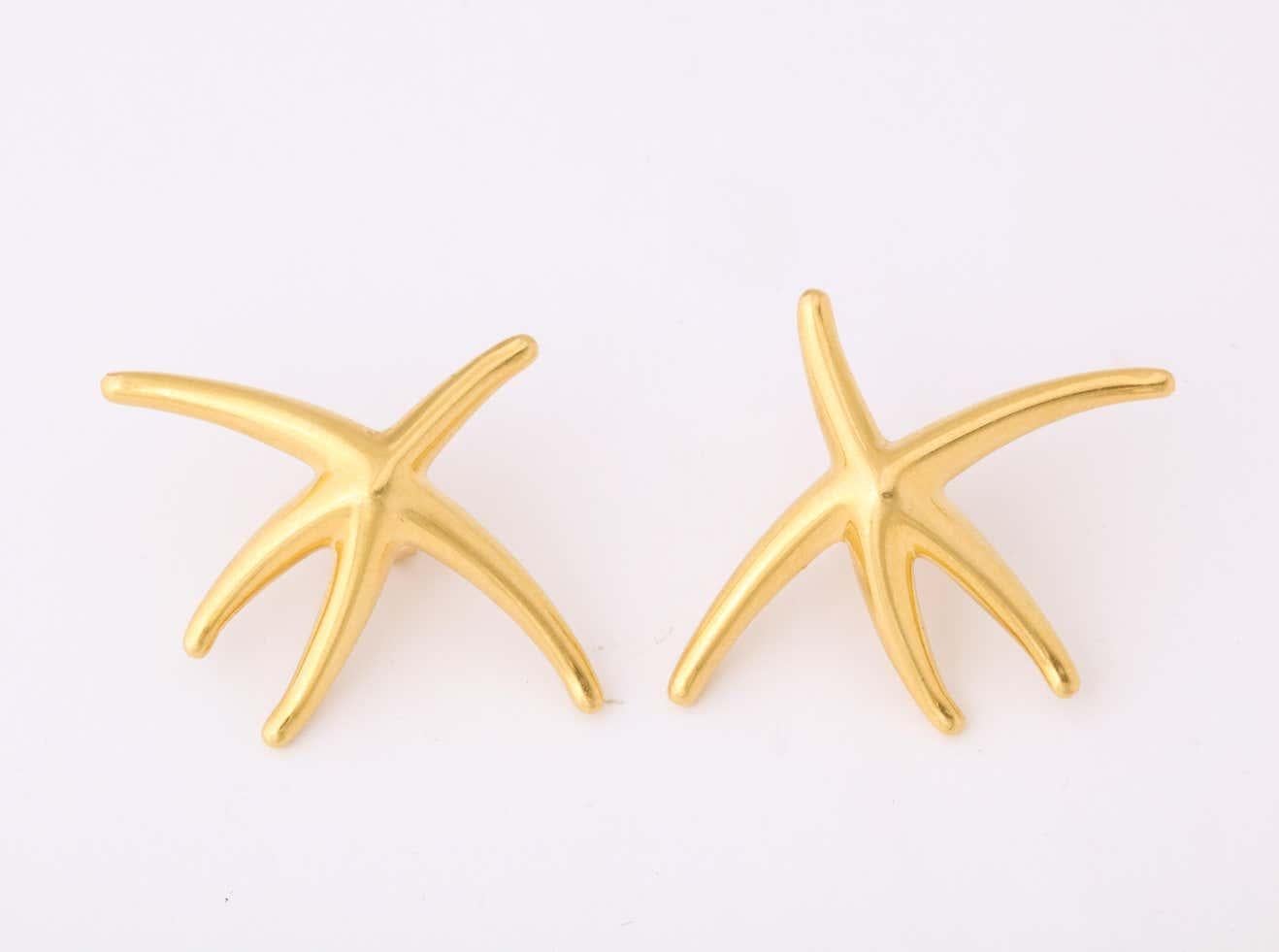 1980er Jahre Elsa Peretti für Tiffany & Co. Gold Seestern Halskette und Ohrringe 5