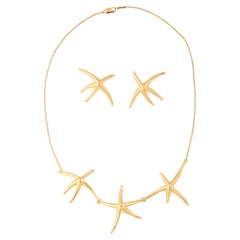 1980's Elsa Peretti for Tiffany & Co. Gold Starfish Necklace and Earrings