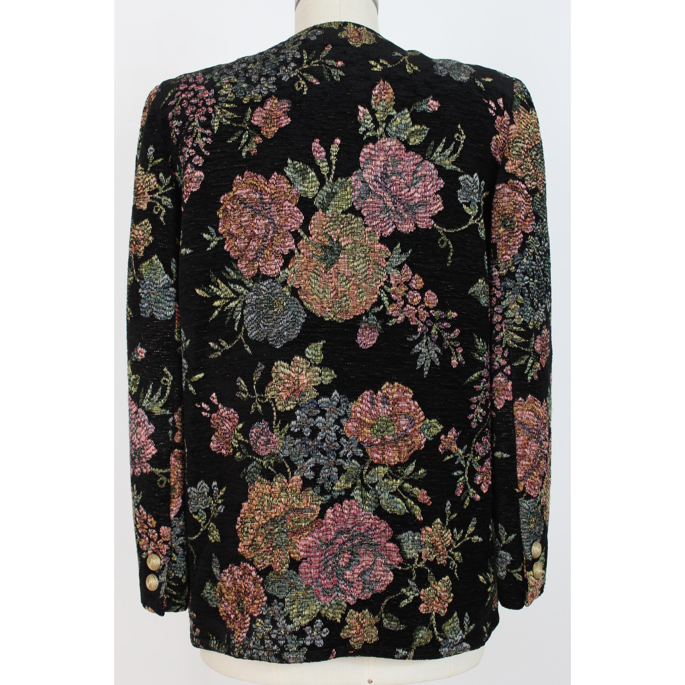 1980s Emanuel Ungaro Black Floral Wool Jacket In Excellent Condition In Brindisi, Bt