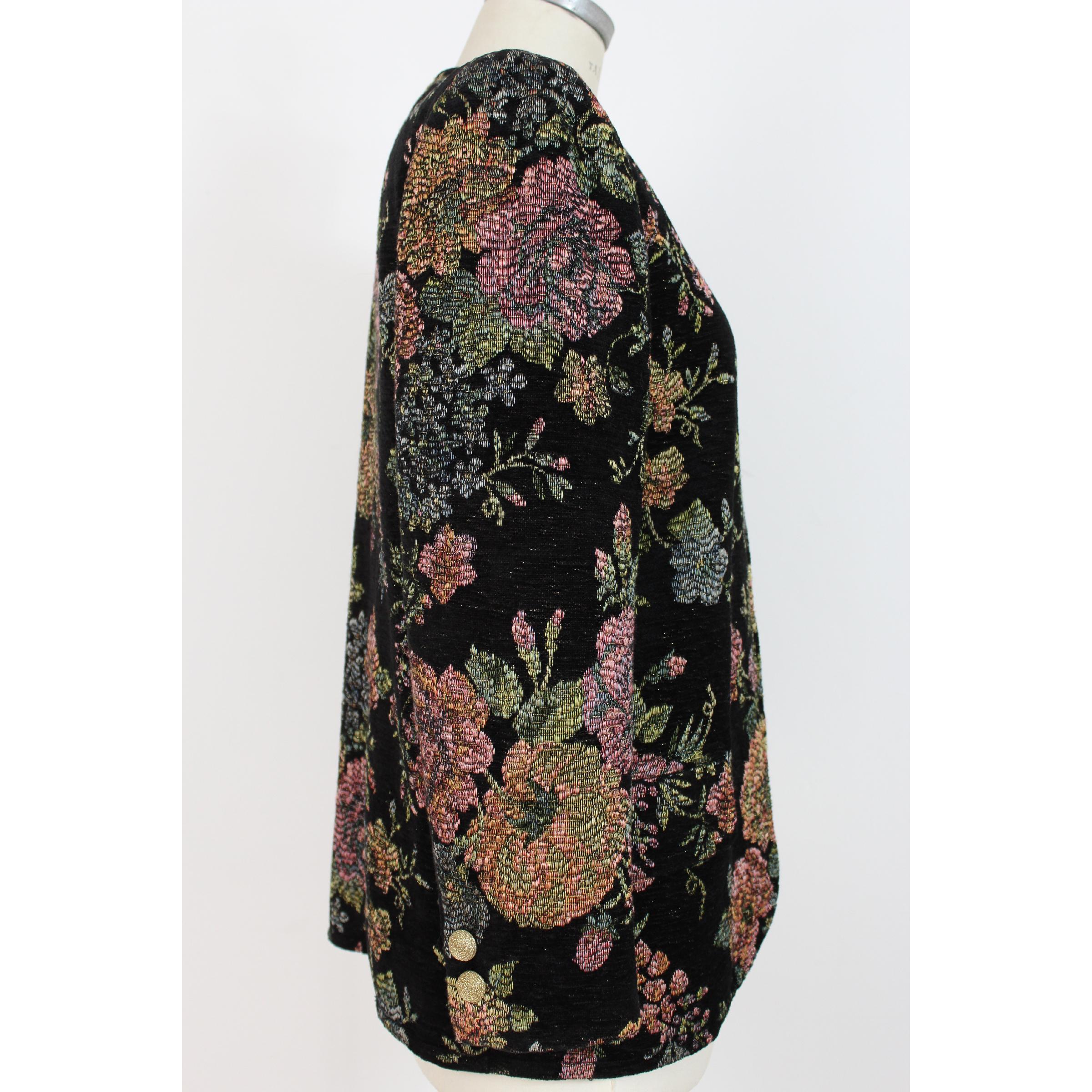 Women's 1980s Emanuel Ungaro Black Floral Wool Jacket