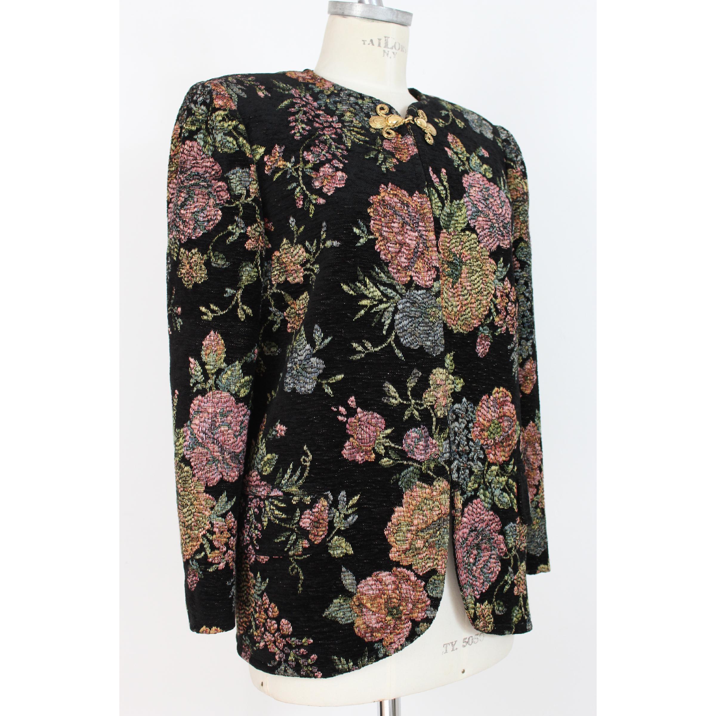 1980s Emanuel Ungaro Black Floral Wool Jacket 1