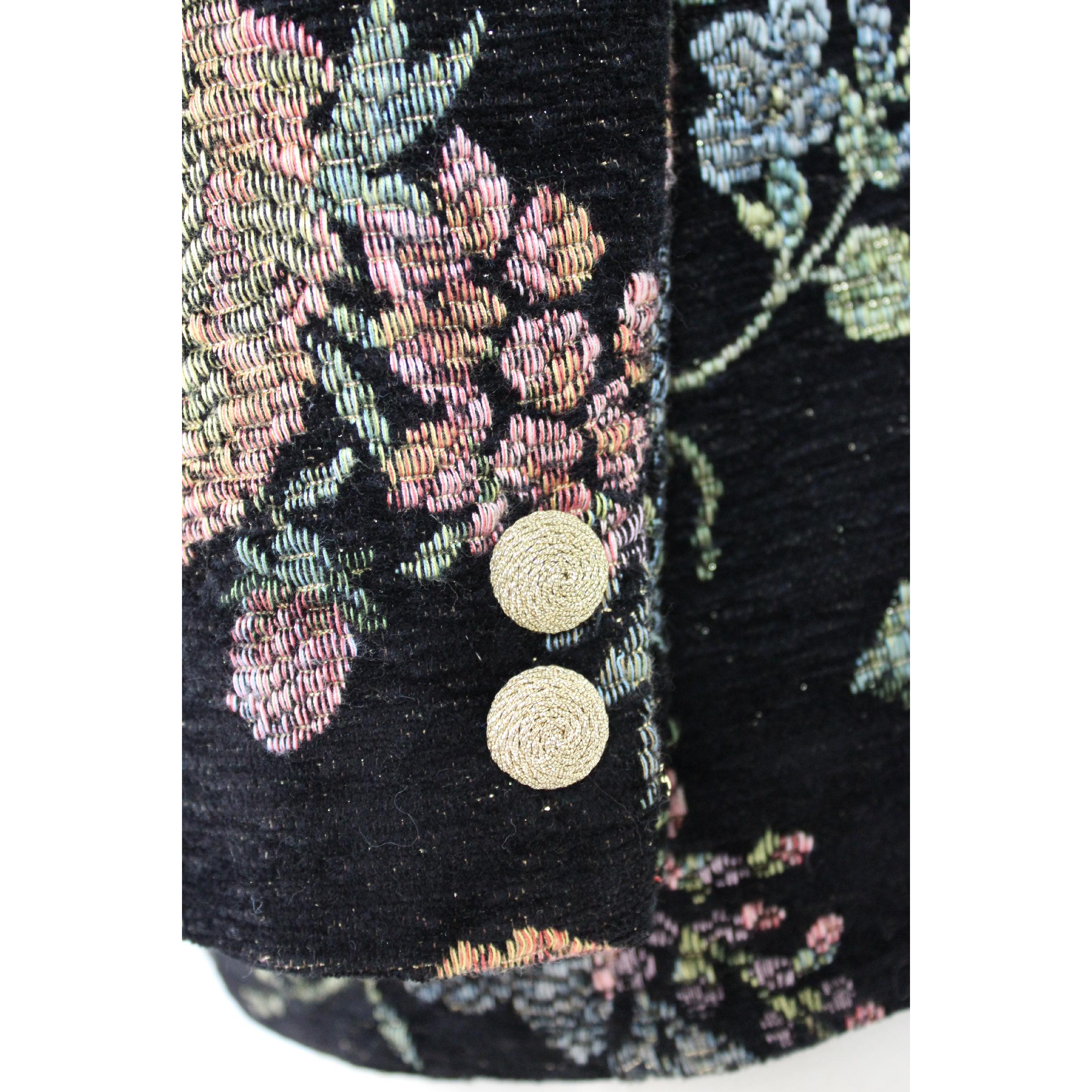 1980s Emanuel Ungaro Black Floral Wool Jacket 4
