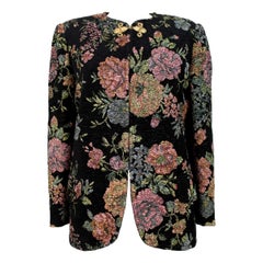 1980s Emanuel Ungaro Black Floral Wool Jacket