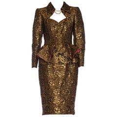 1980 EMMANUEL UNGARO  Sera Haute Couture in seta e lurex matelassé nero e oro