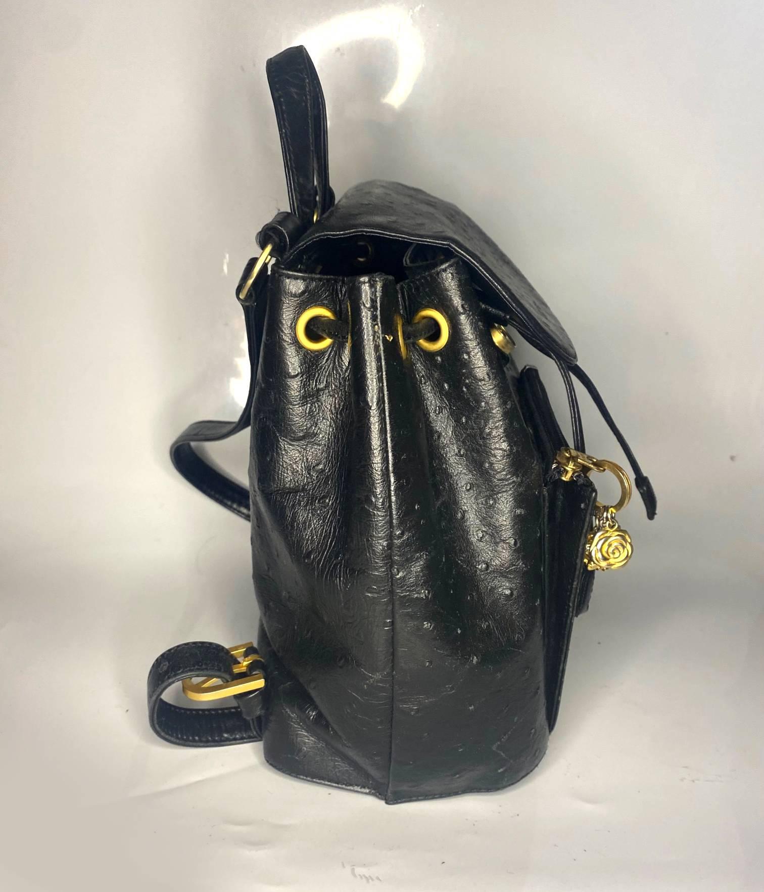 Women's or Men's 1980s Emanuel Ungaro Black Leather MIni Backpack