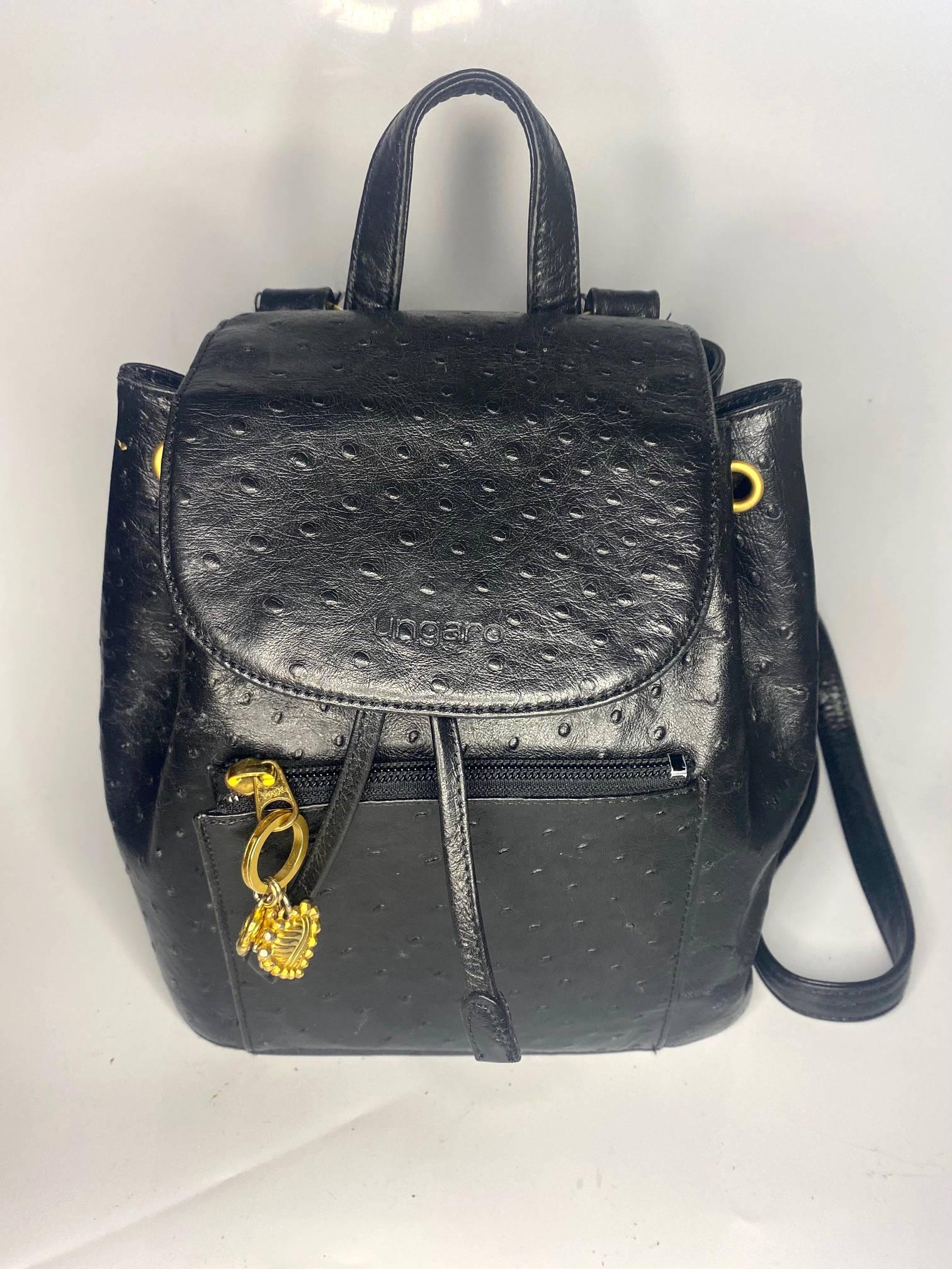 1980s Emanuel Ungaro Black Leather MIni Backpack 1