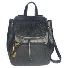 Vintage 1980s Emanuel Ungaro Black Leather MIni Backpack 