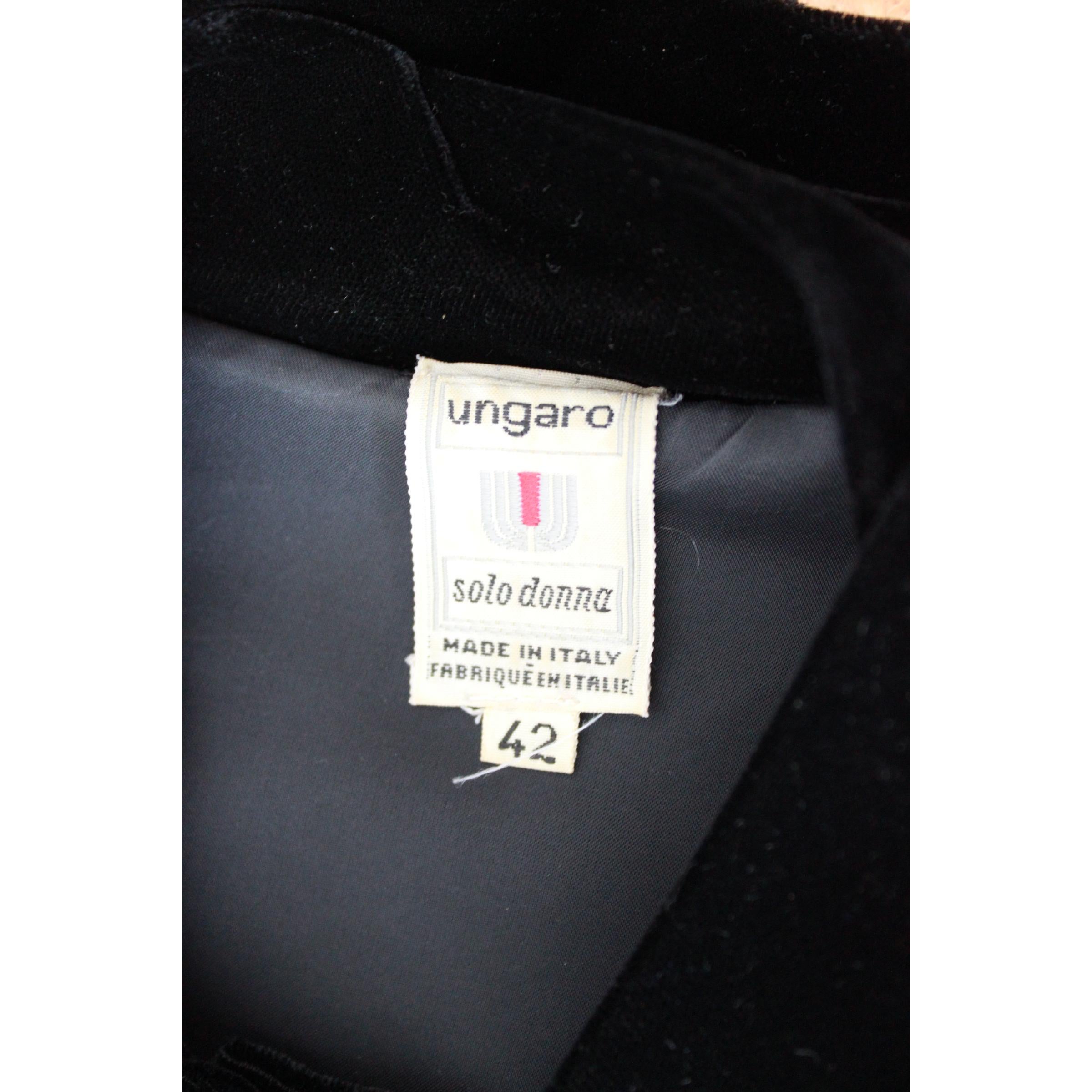 1980s Emanuel Ungaro Black Sequins Swaroski Silk Velvet Evening Dress  2