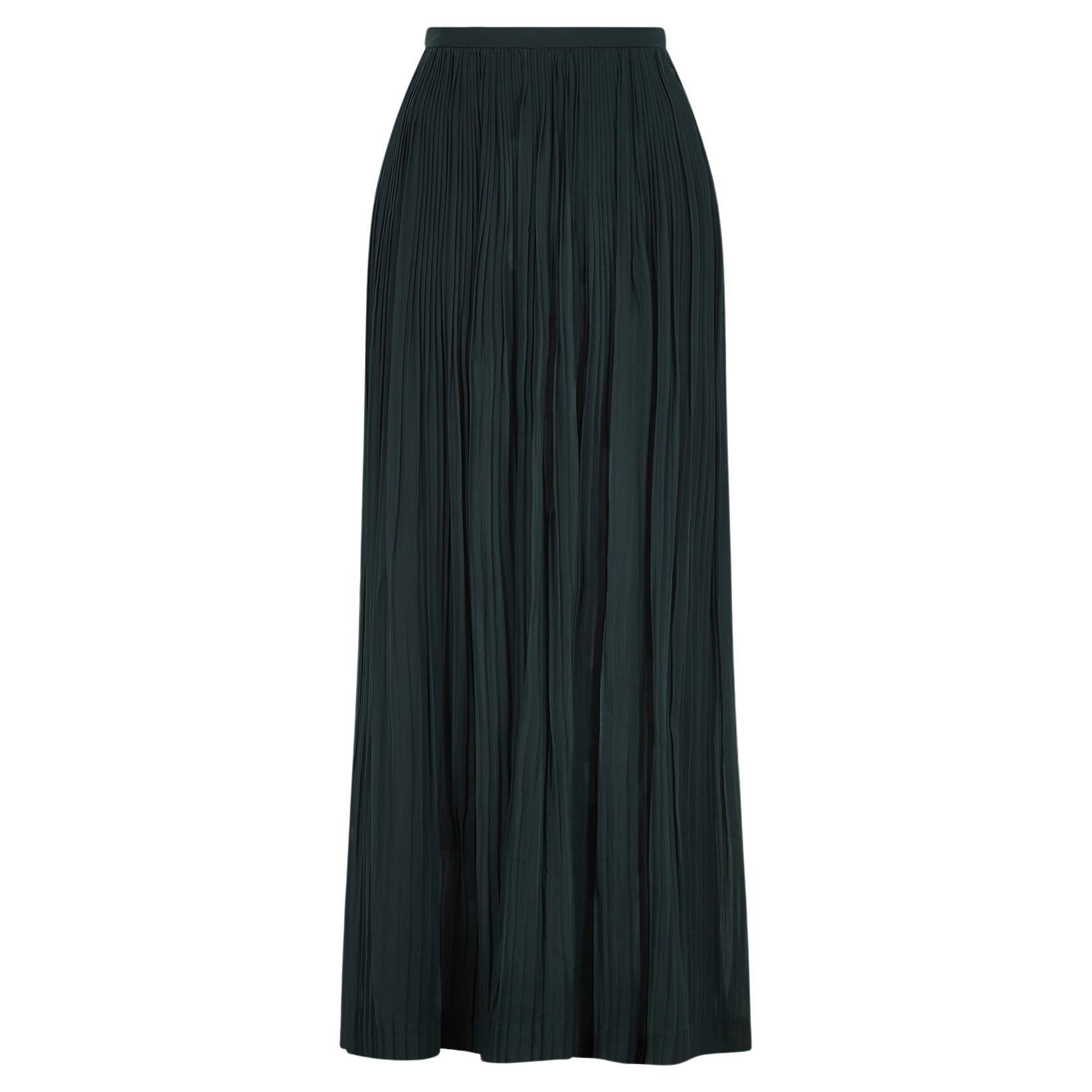 1980s Emanuel Ungaro Black Silk Accordion Pleat Maxi Skirt For Sale