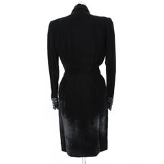 1980s Emanuel Ungaro Black Swaroski Silk Velvet Evening Dress