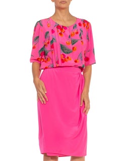 1980S EMANUEL UNGARO Hot Pink Silk Crepe 3-Piece Ensemble