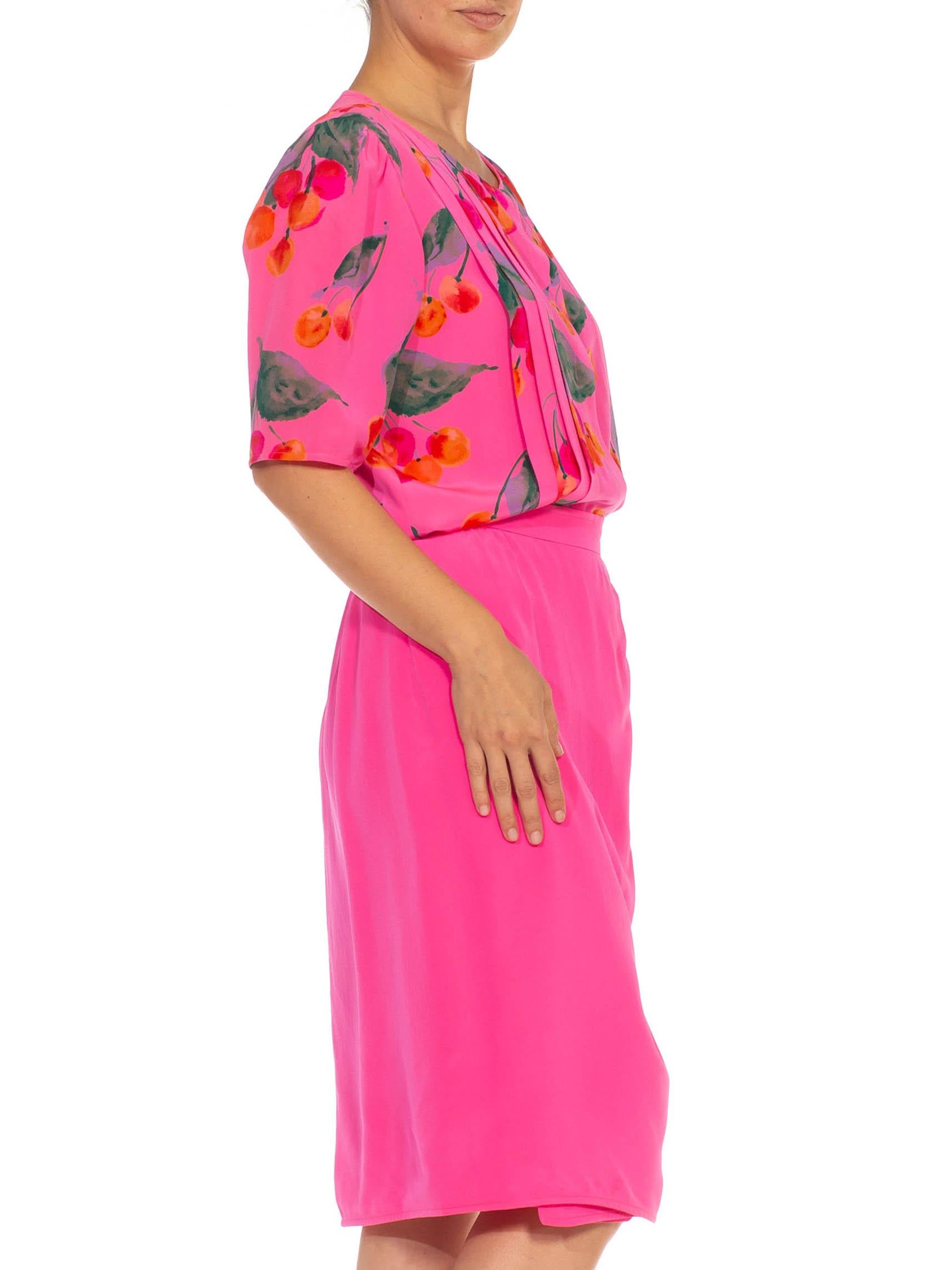 Rose 1980S EMANUEL UNGARO Ensemble 3 pièces en crêpe de soie rose vif en vente