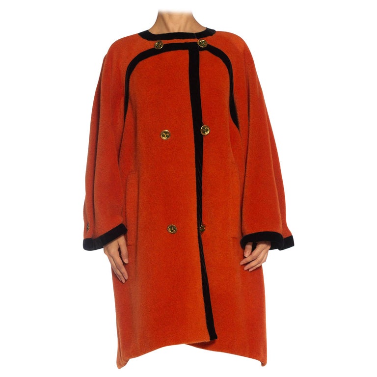 1980S EMANUEL UNGARO Orange Haute Couture Mohair Wool Coat Lined In ...