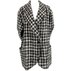 Abrigo de mohair de pata de gallo con forro de cachemir de los años 80 EMANUEL UNGARO PARALLELE