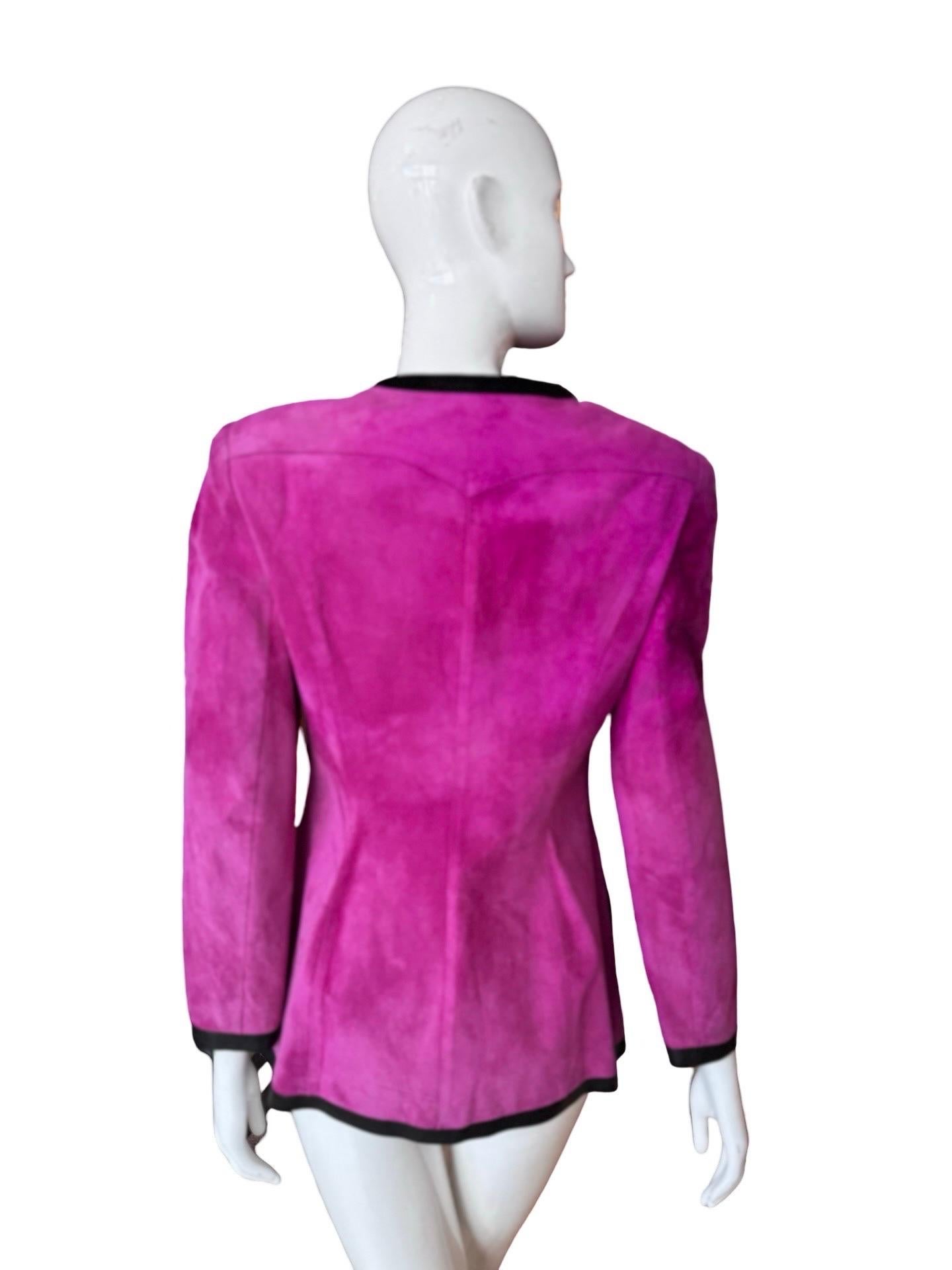 1980s Emanuel Ungaro Pink Suede Jacket In Good Condition For Sale In Miami, FL