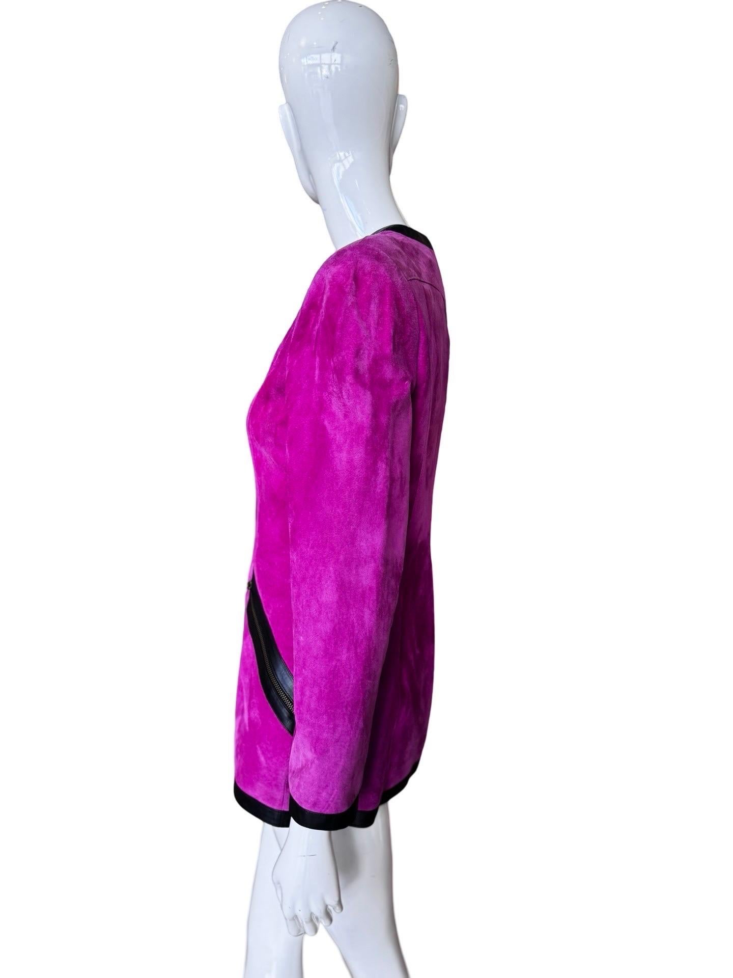 Women's or Men's 1980s Emanuel Ungaro Pink Suede Jacket For Sale