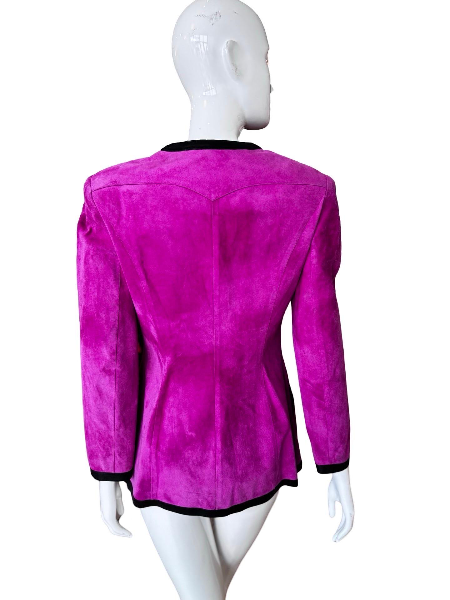 1980s Emanuel Ungaro Pink Suede Jacket For Sale 2