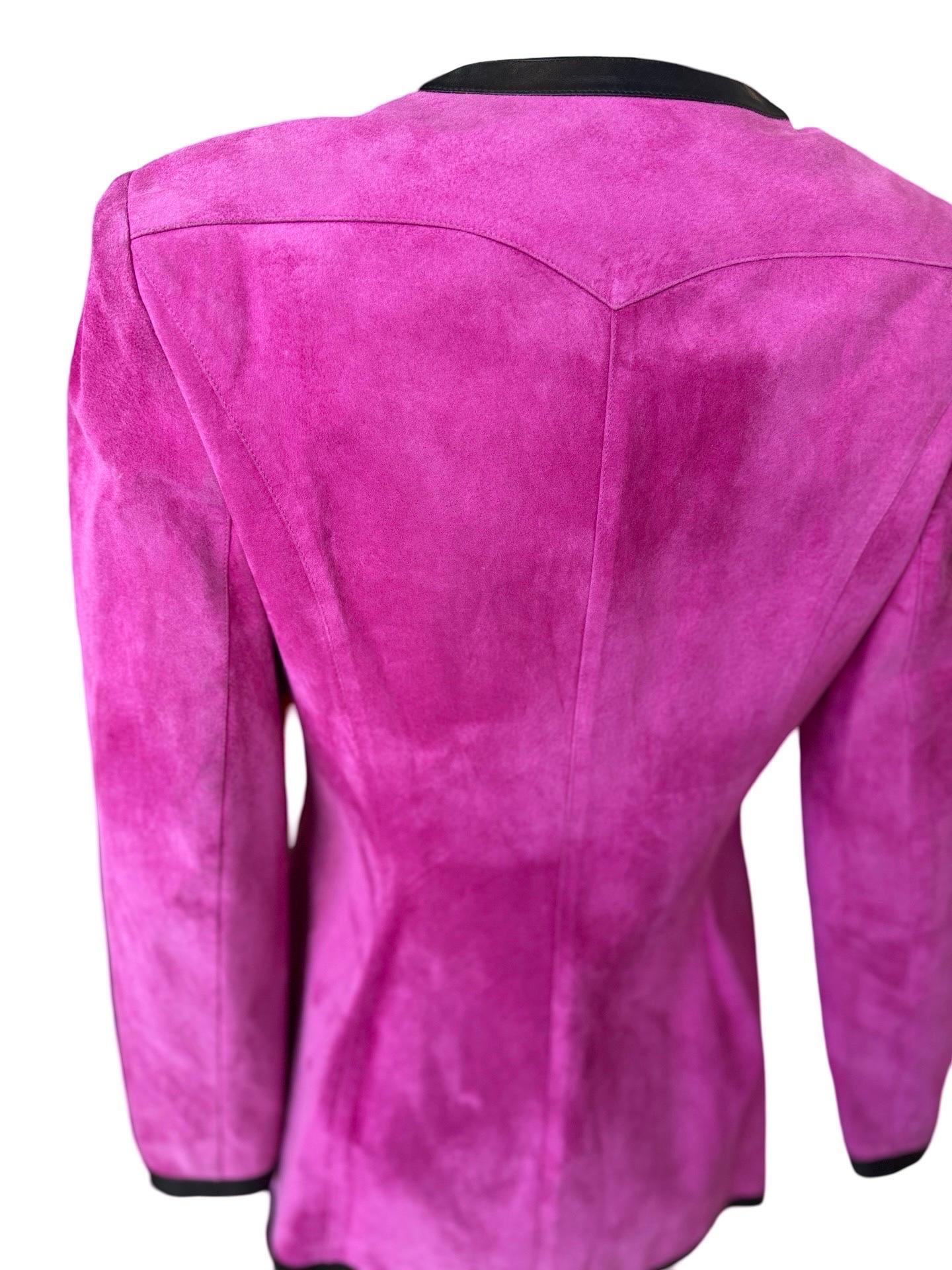 1980s Emanuel Ungaro Pink Suede Jacket For Sale 3