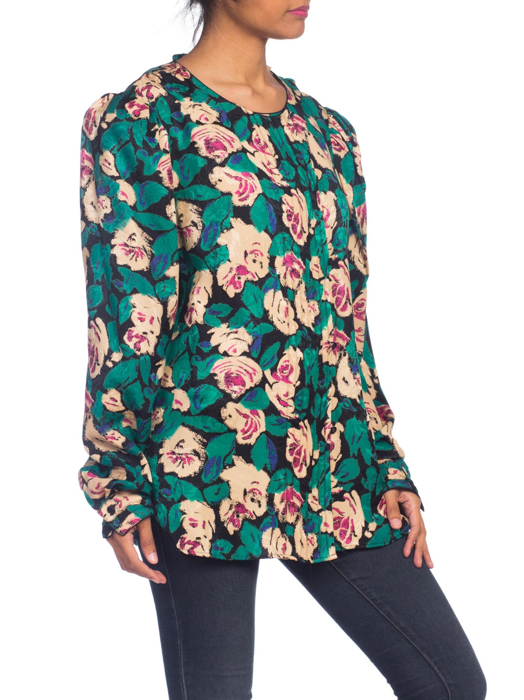 Women's 1980S EMANUEL UNGARO Style Silk  Floral Blouse