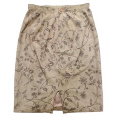 Gonna anni '80 di Emanuel Ungaro in pelle scamosciata e stampa floreale
