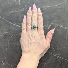 1980's Emerald Diamond Platinum Vintage Toi-Et-Moi Bypass Engagement Ring