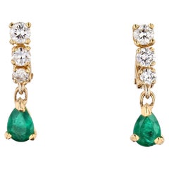 1980s Emeralds Diamonds 18 Karat Yellow Gold Clip-on Earrings