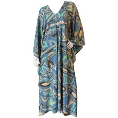 Vintage 1980s Emilio Pucci Glitter Lurex Printed Kaftan