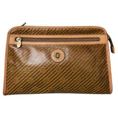 1980 Emilio Pucci Tan Patent Leather Travel Clutch Bag (pochette de voyage en cuir verni)