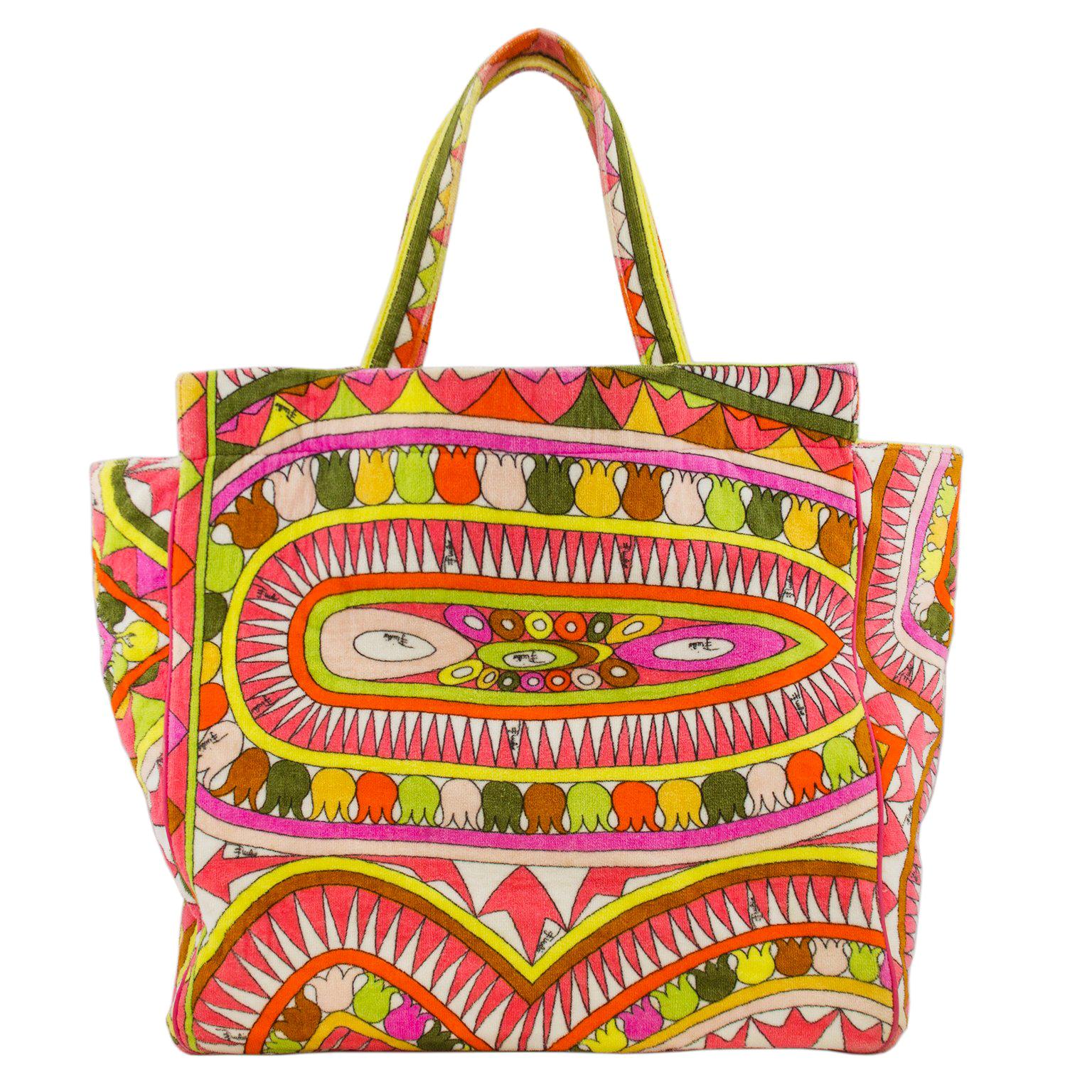 1980s Emilio Pucci Terrycloth Tote Bag & Matching Beach Towel