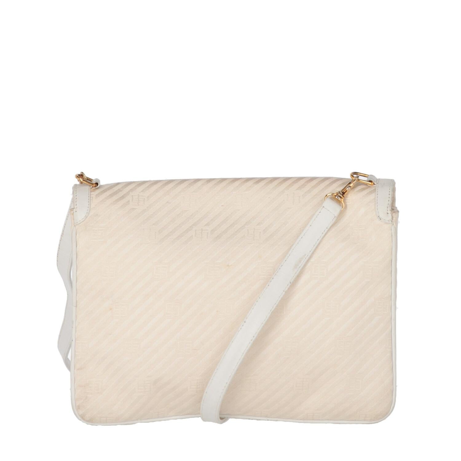1980s Emilio Pucci white jacquard fabric shoulder bag In Good Condition For Sale In Lugo (RA), IT