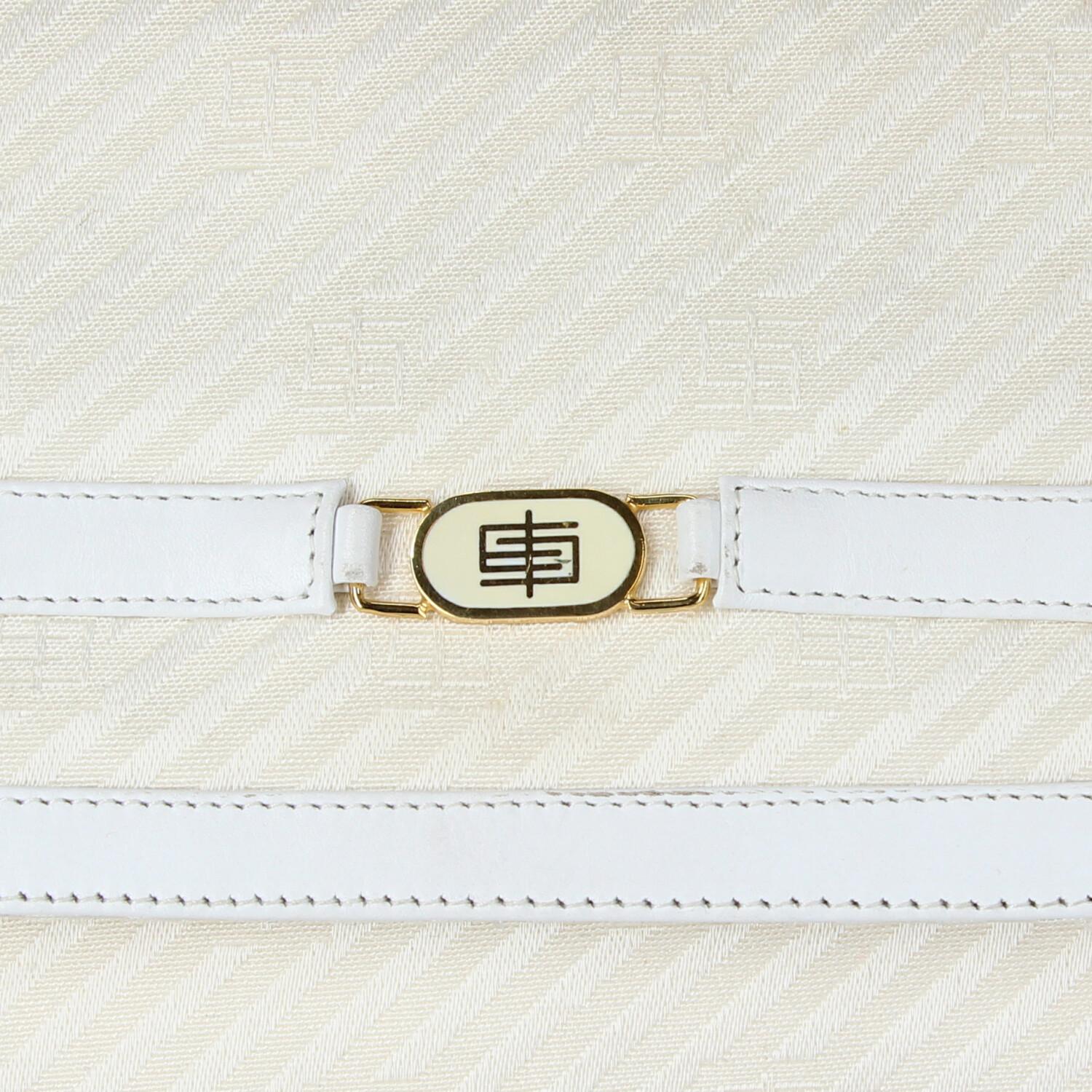 1980s Emilio Pucci white jacquard fabric shoulder bag For Sale 1