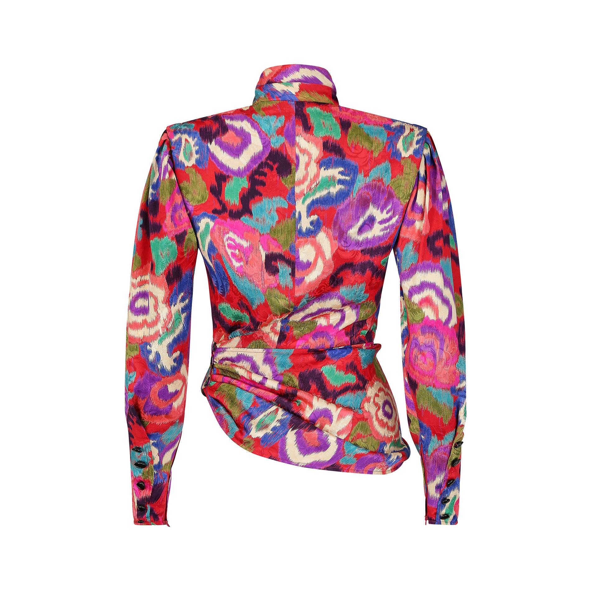 1980s Emmanuel Ungaro Silk Asymmetric Jacket In Excellent Condition For Sale In London, GB