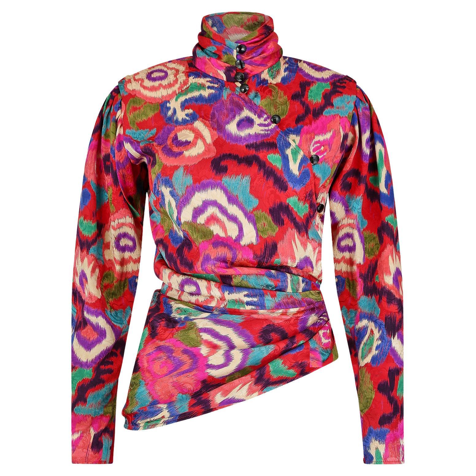 1980s Emmanuel Ungaro Silk Asymmetric Jacket For Sale