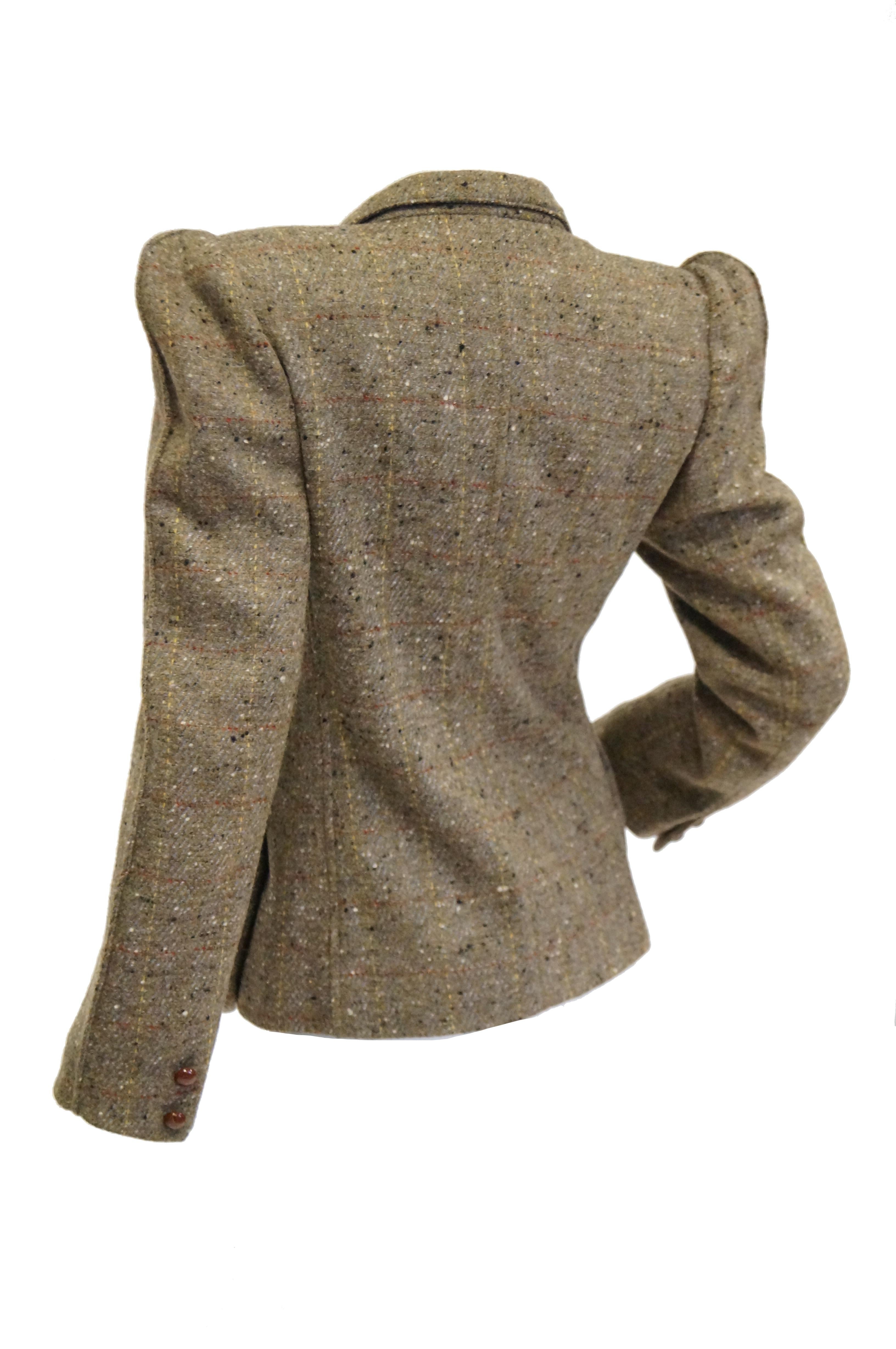 1980s Emmanuelle Khanh Camel Tweed Structured Blazer 3