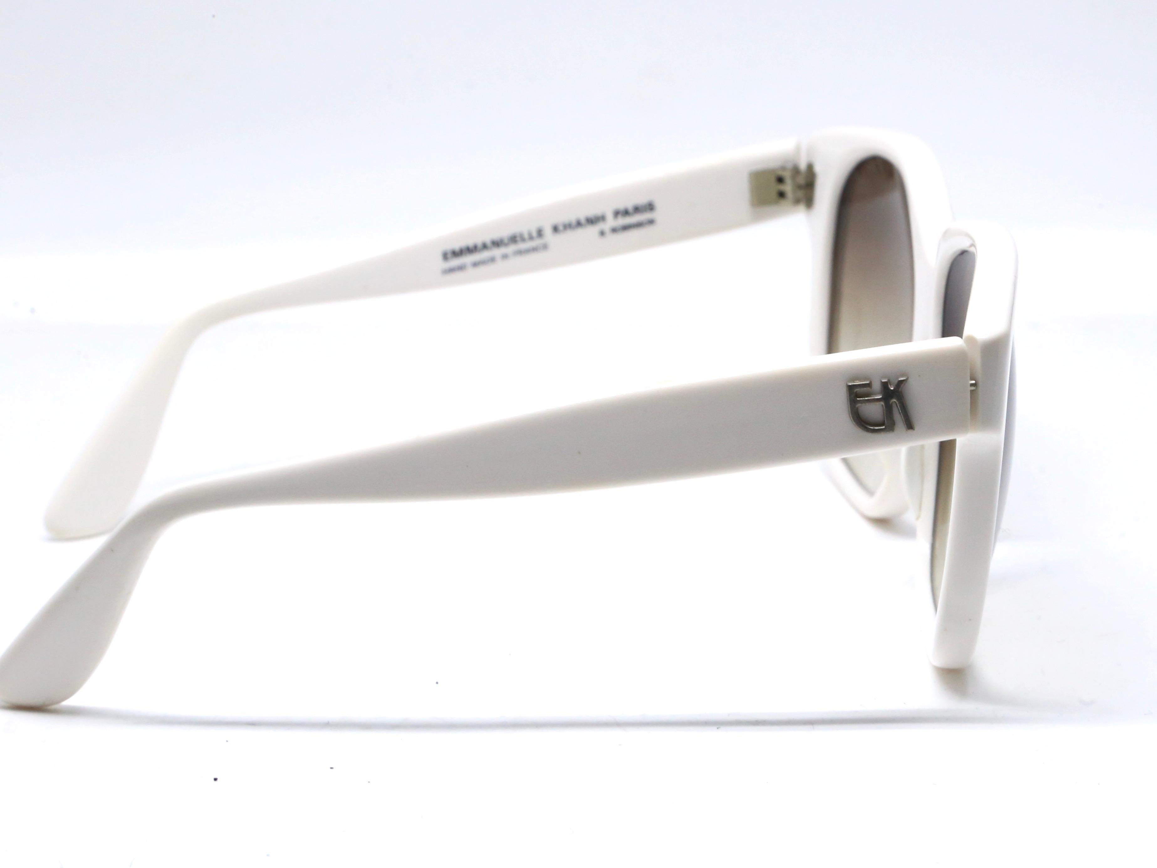 1980's EMMANUELLE KHANH oversized white plastic sunglasses In Good Condition For Sale In San Fransisco, CA