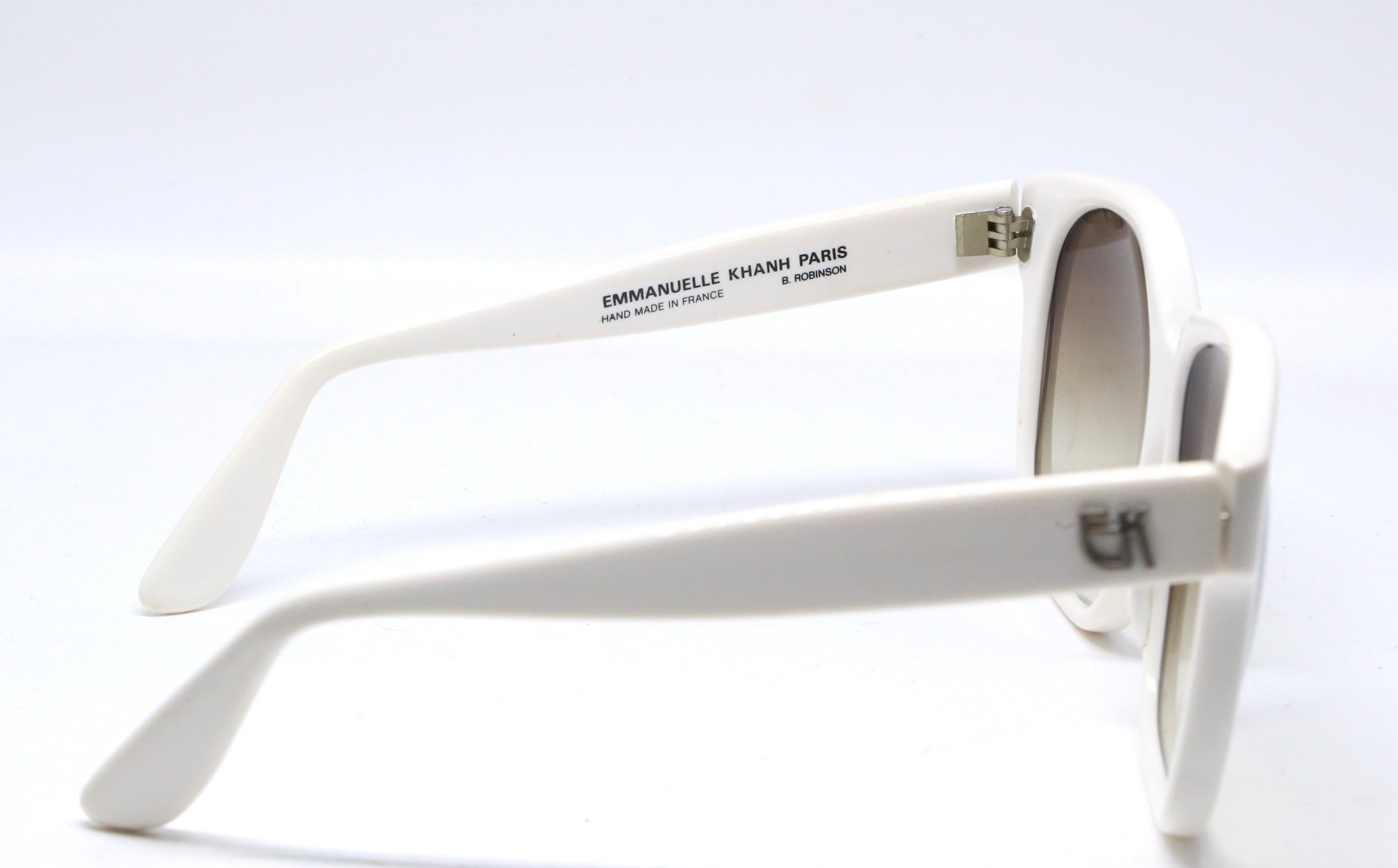 Women's or Men's 1980's EMMANUELLE KHANH oversized white plastic sunglasses For Sale