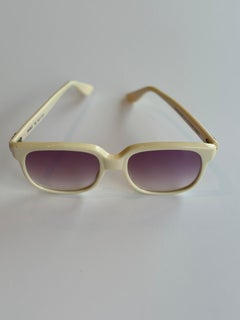 1980s Emmanuelle Khanh Paris Beige Colored w/Iconic EK Sunglasses